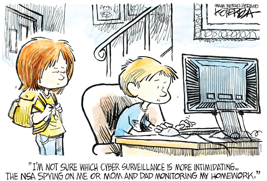 Jeff Koterba cartoon for August 22, 2013
"NSA Spying Homework"