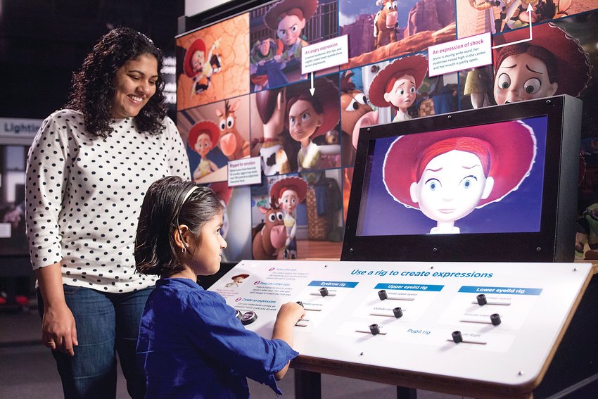 Visitors to “The Science Behind Pixar” exhibit can see how some of their favorite characters are created by exploring some of 50 interactive elements contained in the exhibit.