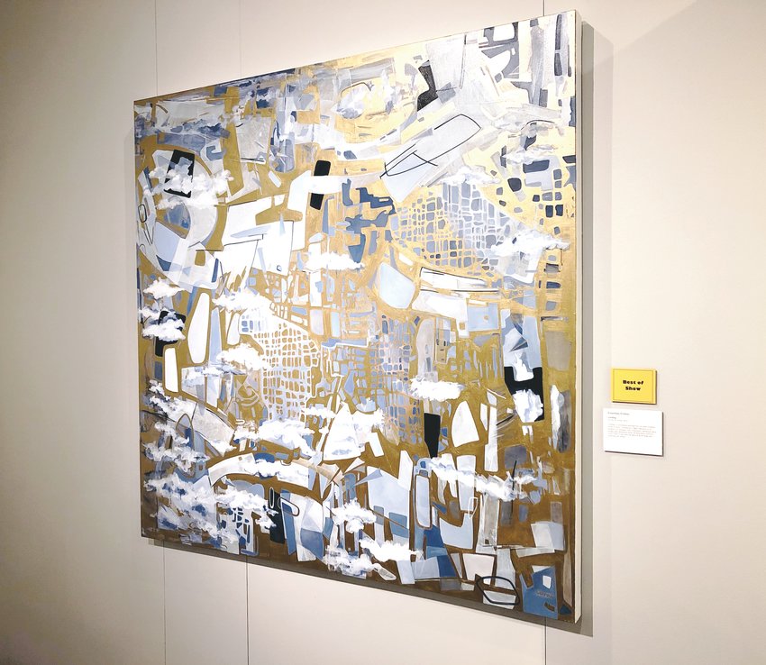 An acrylic on canvas by Courtney Cotton called “Landing” in the 2019 Own an Original show, in which the theme is “Destination.”
