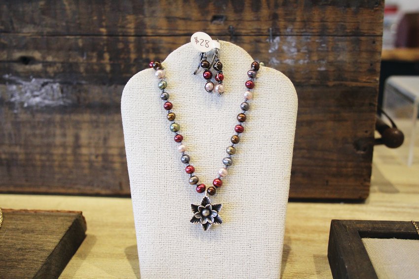 A necklace at Sarah DeAngelo Jewelry. DeAngelo says her work is inspired by traditional Native American silversmiths and ancient jewelry from Africa, Europe and India.