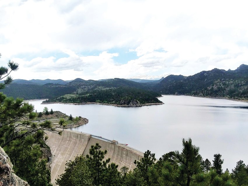 The dam at Gross Reservoir at springtime in a 2018 photograph.