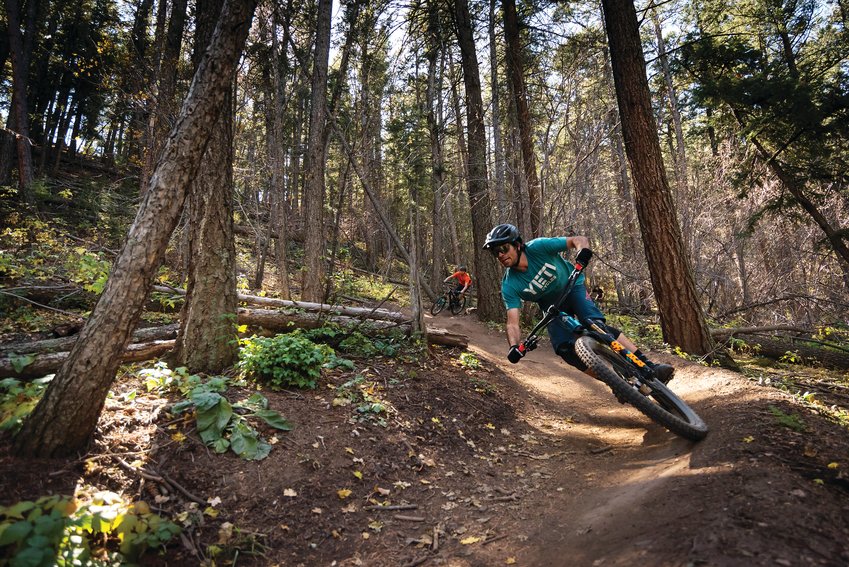 A person riding on the Enchanted Forest trail, one of the most popular bike routes inside the Apex Park, run by Jeffco Open Space.