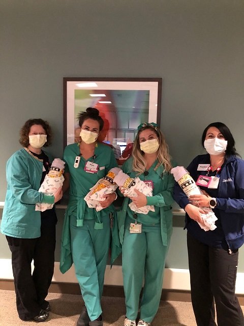 CUTLINE: Cornzapoppin dropped off 25 bags of popcorn at UCHealth Highlands Ranch Hospital on April 28.