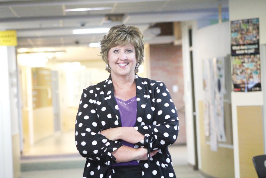 Colorado’s Finest High School of Choice Principal Bobbie Skaggs stands inside the school on May 29. After working at the school for 25 years, Skaggs is retiring.