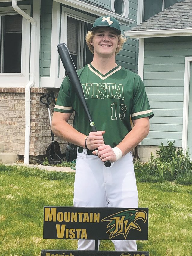 Patrick Boland, 16, poses in his Mountain Vista baseball uniform before being required to turn it in. The school’s spring baseball season was canceled because of the COVID-19 pandemic.