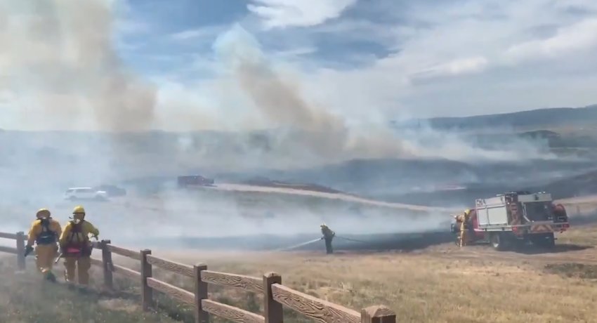 A frame from a South Metro Fire Rescue video posted to Twitter showing crews battling the Chatridge 2 fire in Douglas County near Highlands Ranch on June 29, 2020.