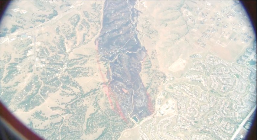 The scar from the June 29 Chatridge 2 fire is show in a photo taken from the Colorado Division of Fire Prevention and Control’s Multi-Mission Aircraft.