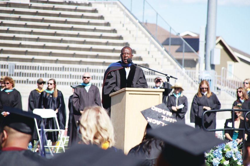 Superintendent Thomas Tucker, shown at Highlands Ranch High School graduation in June, is releasing safety protocols for the coming school year.