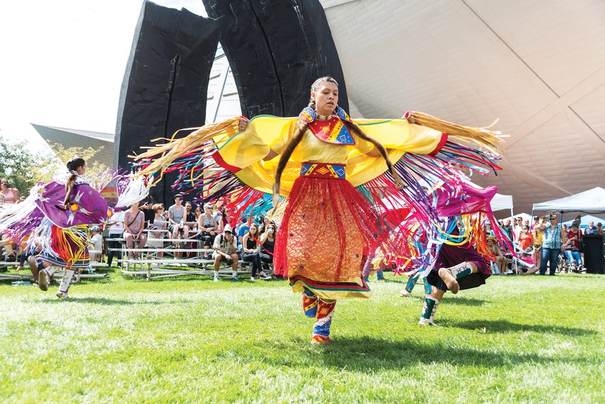 A woman dances during last year’s Denver Art Museum Friendship Powwow.