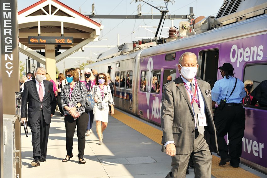 RTD officials and local dignitaries arrive at the Eastlake Station in Thornton for the grand opening of RTD's N Line on Sept. 21.
