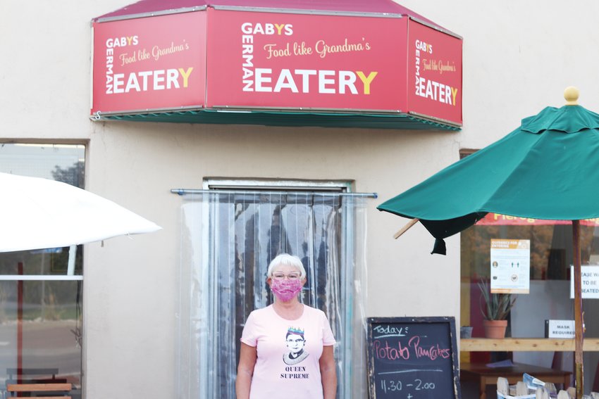 Gaby Berben stands outside her restaurant, Gaby's German Eatery, at 245 South Harlan Street in Lakewood.