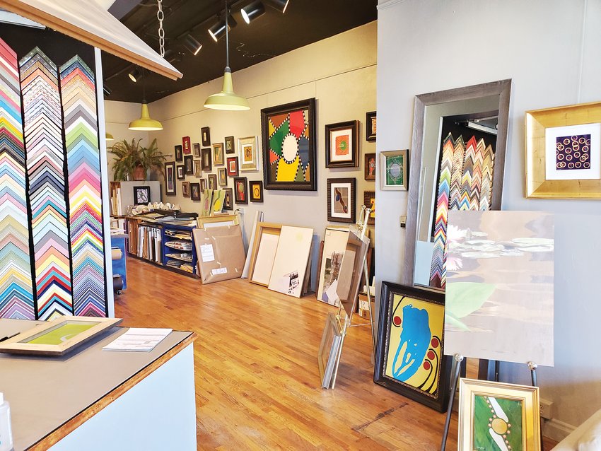 Inside RPO Framing, a new frame shop and gallery that opened during the COVID-19 pandemic in Denver.