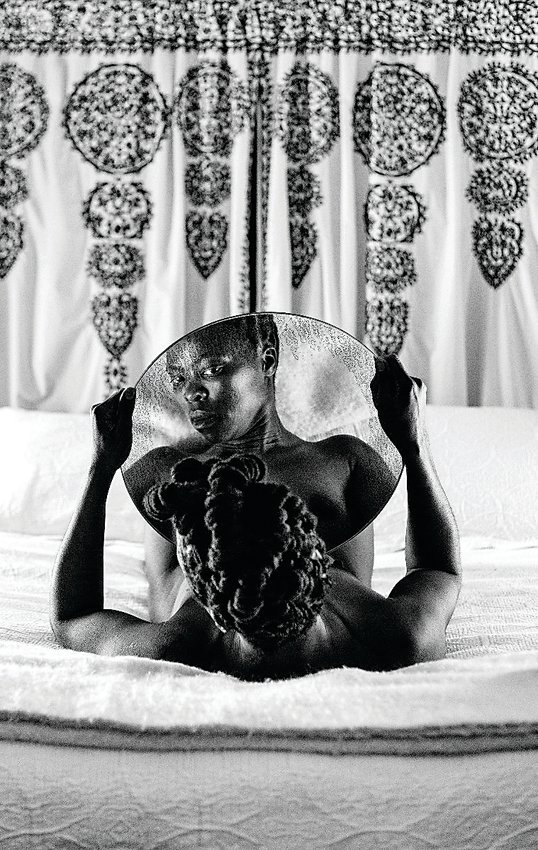 "Bayephi III, Constitution Hall, Johannesburg, 2017" is a silver gelatin print by visual activist Zanele Muholi, who is exhibiting self-portraits at Metropolitan State University’s Center for Visual Art.