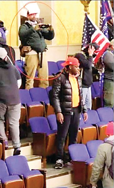 A photo taken inside the insurrection at the U.S. Capitol on Jan. 6 allegedly shows Patrick Montgomery, a Roxborough-area man, according to an affidavit filed in federal court.