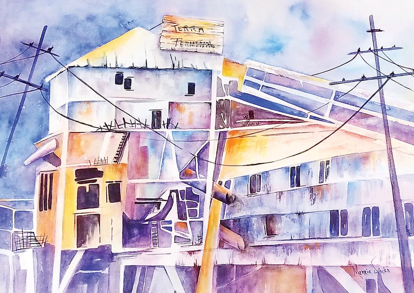 “Terra Terminal,” a watercolor by Merrie Wicks, won Best of Show in the “World of Color” exhibit now open at Town Hall Arts Center in Littleton.