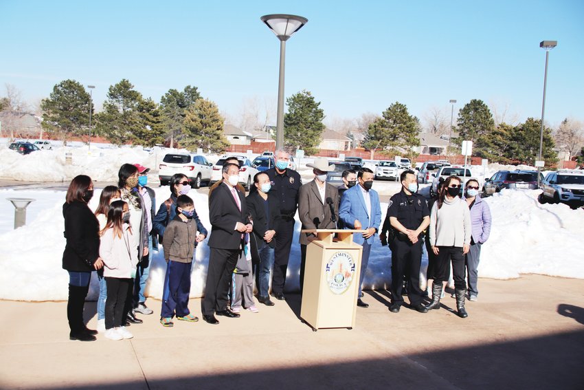 The Westminster Police Department held a press conference March 18 to denounce Asian American violence that featured representatives of the Denver-based Asian Chamber of Commerce. 
Hate crimes against Asians rose more than 70% in 2021, according to the FBI.