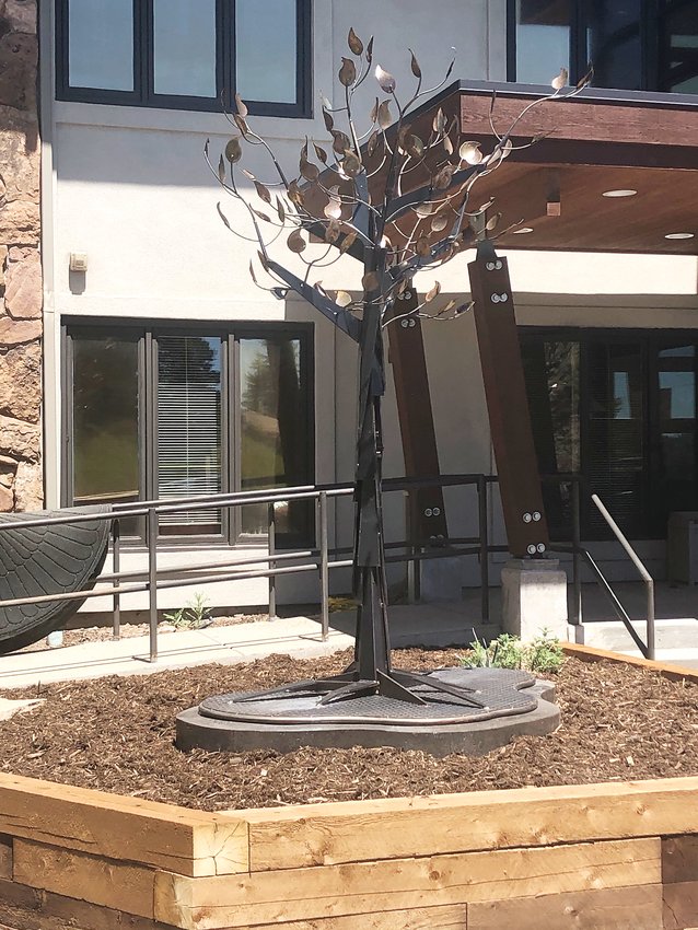 The “Spirit of Giving” sculpture now stands in front of Mount Evans Home Health Care &amp; Hospice. Sculpture Evergreen is raising money to add the sculpture to its permanent collection.