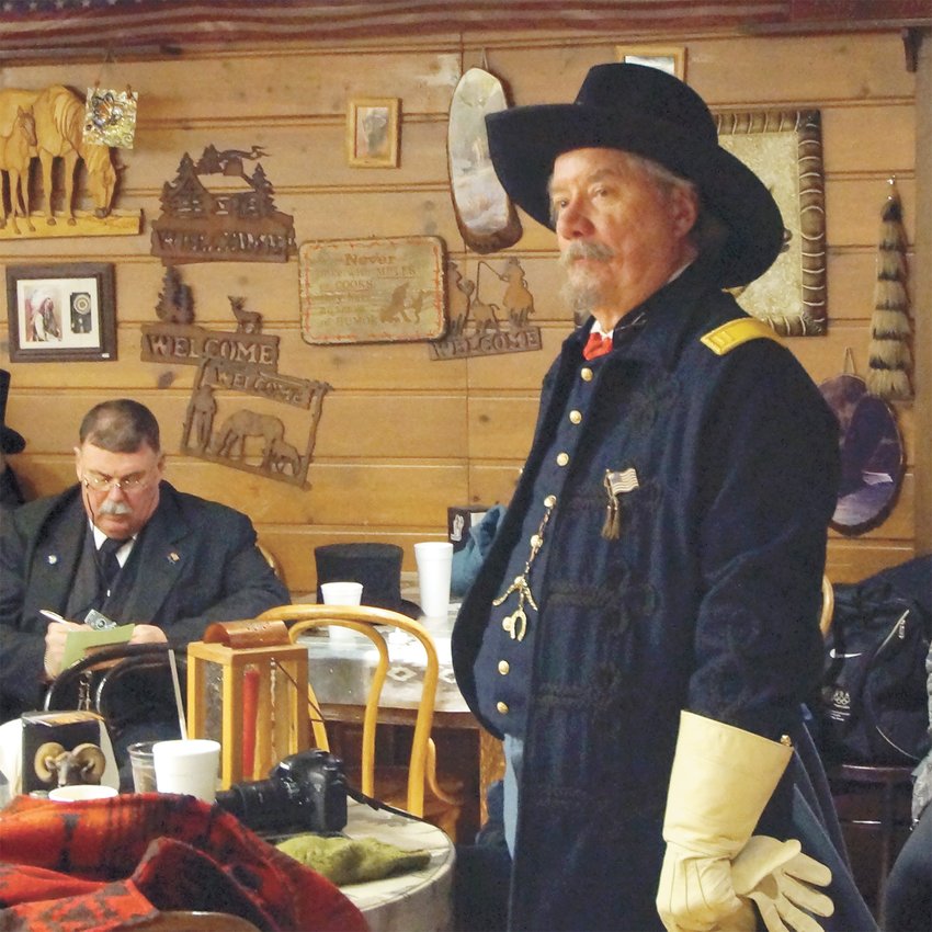 Ralph Melfi, right, plays Chris Madsen — a man who served in the cavalry during the time that William F. “Buffalo Bill” Cody was a civilian scout — during the celebration of the 100th anniversary of Buffalo Bill’s death, which took place at Buffalo Bill Museum &amp; Grave in 2017.