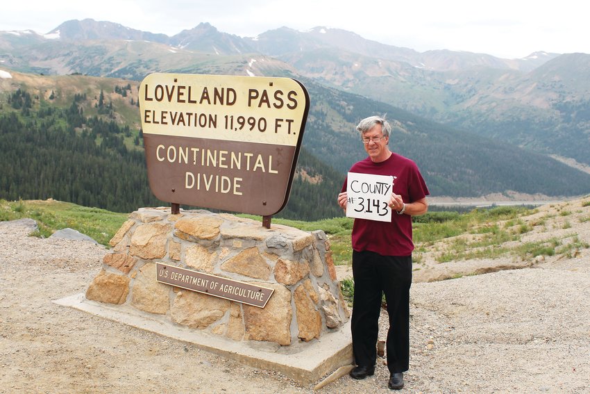 Brian O’Connor, a Cookeville, Tennessee resident, stands atop Loveland Pass on July 14 after crossing the Clear Creek County line. O’Connor has now visited all 3,143 U.S. counties and equivalents, with Clear Creek being the final one.