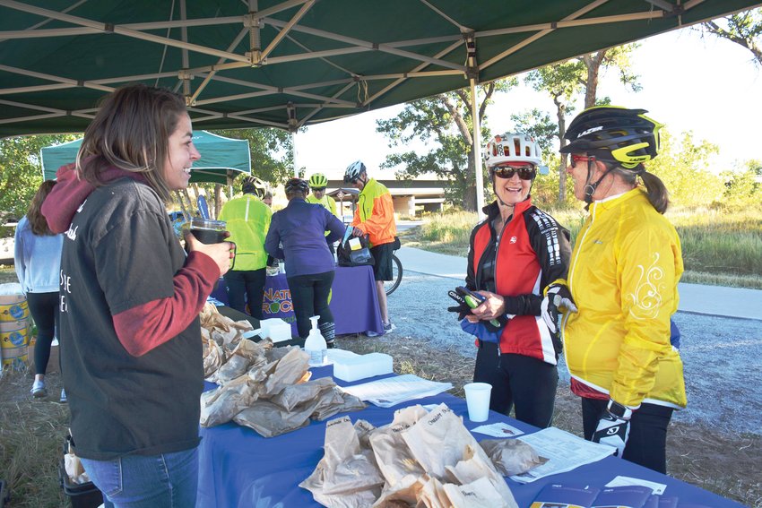 Cyclists participating in Parker’s Bike to Work Day were able to stop at the town’s breakfast station at Cherry Creek Trail near the E-470 overpass Sept. 22 from 6 to 9 a.m.