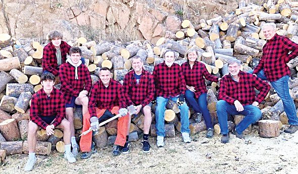 The Evergreen Christian Outreach lumberjacks in their special shirts.