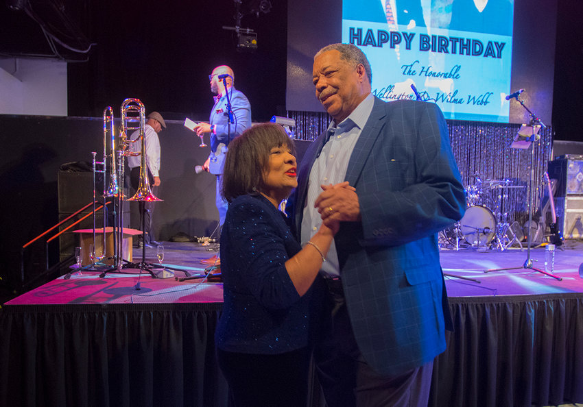 Wilma and Wellington Webb dance at a joint birthday celebration/state of the city address in 2018. The couple recently set up a scholarship fund to annually provide two student athletes attending Northeastern Junior College with $1,000 each to go toward their education.