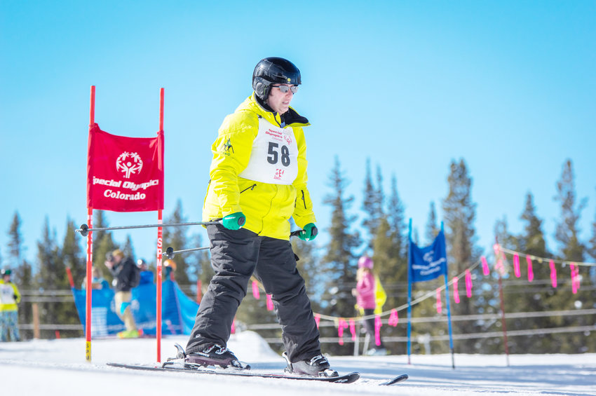 A Special Olympics Colorado athlete competes during the 2020 State Winter Games at Copper Mountain.
