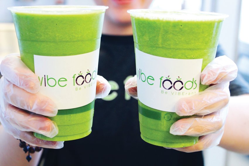 Green smoothies are one of many dairy- and gluten-free goodies at Vibe Foods.