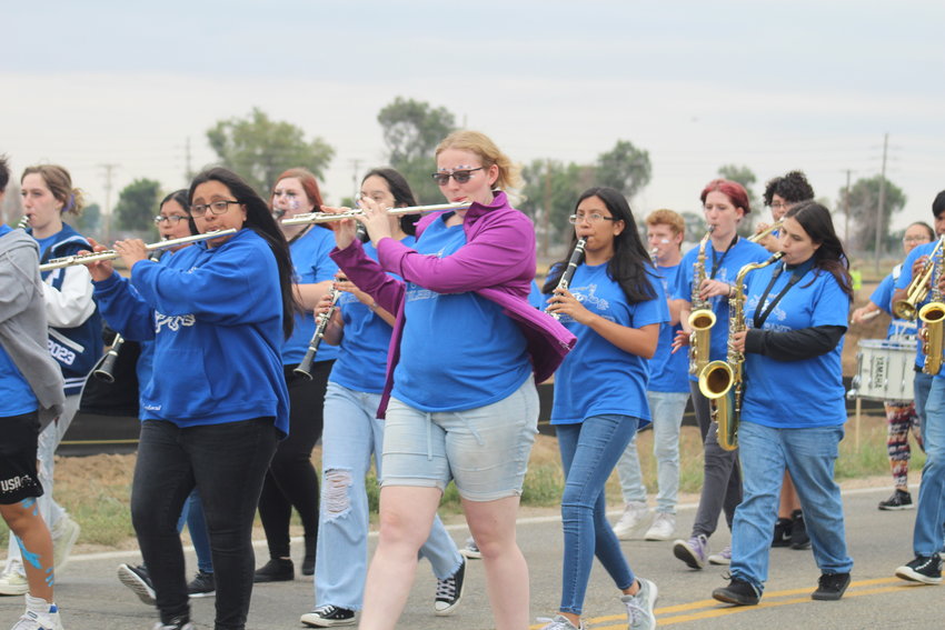Fort Lupton High School's band makes its way down the parade route during the school's homecoming parade Sept. 9.