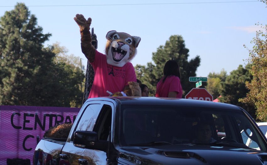 Good morning to you" seems to be the message from the Hanson Elementary School mascot at the Adams City homecoming parade Sept. 17.