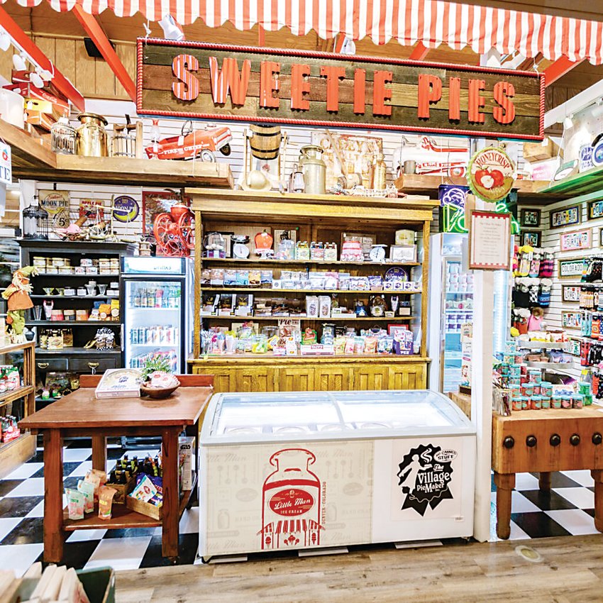 Sweetie Pies’ booth at The Emporium is reminiscent of an old-fashioned general store with candy, pies and other sweet treats available for purchase.