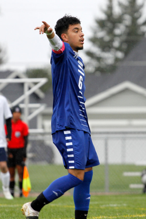 Being one of the captains of the Fort Lupton soccer team, Jonathan Gonzalez gives instructions to his teammates during his game against The Pinnacle Sept. 21.