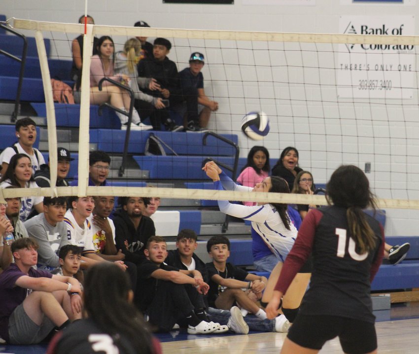 This save of an errant set by Fort Lupton's Destini Alarcon helped set up a Bluedevils' point early in the team's win over Bruce Randolph Sept. 29.