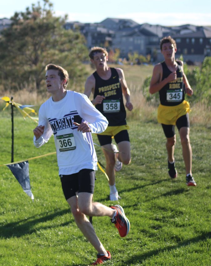Stargate School's Nick Hofer is on his way to a ninth-place finish at the class 3A Metro League cross country meet Oct. 6 at Anthem Community Park in Broomfield. He turned in a time of 17:53.