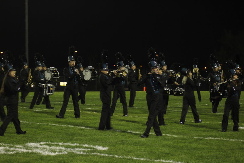 Westminster's band performs during halftime of the Wolves' homecoming game against Mountain Range Oct. 7.