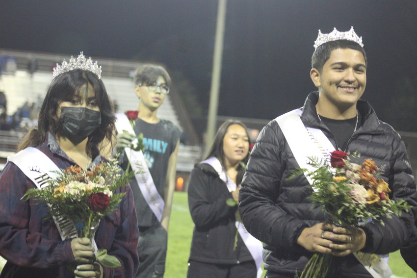 Westminster's homecoming royalty includes queen Angie Montez, left, and Mario Andrade.