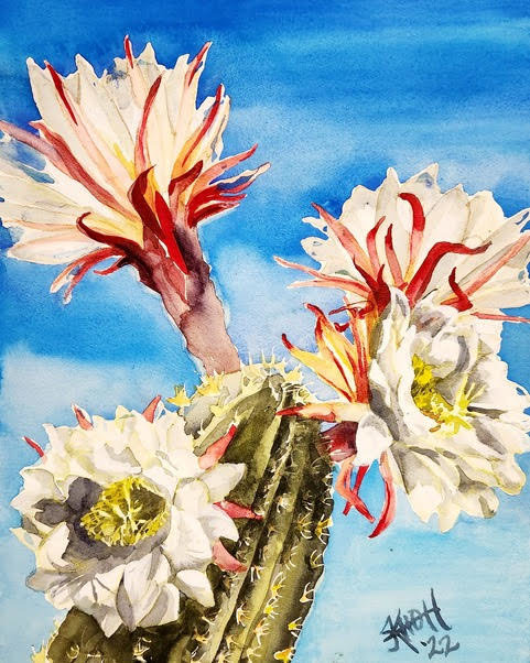 “White Torch,” a watercolor by Kristal Hoeh, is part of the new members’ show at the Depot Art Gallery.