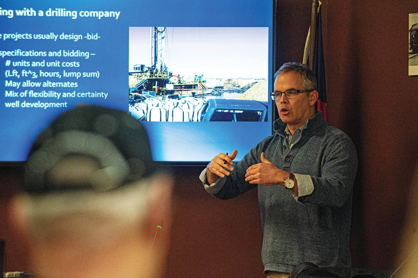 Hydrogeologist Matt Seitz walks interested Elbert County residents through a “Water 101” class recently hosted by the Town of Elizabeth. The class came about from the interest of town planning commissioners and evolved into a much larger public outreach meeting.