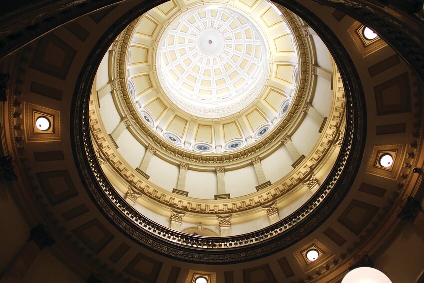 A look up through the dome in the state Capitol.