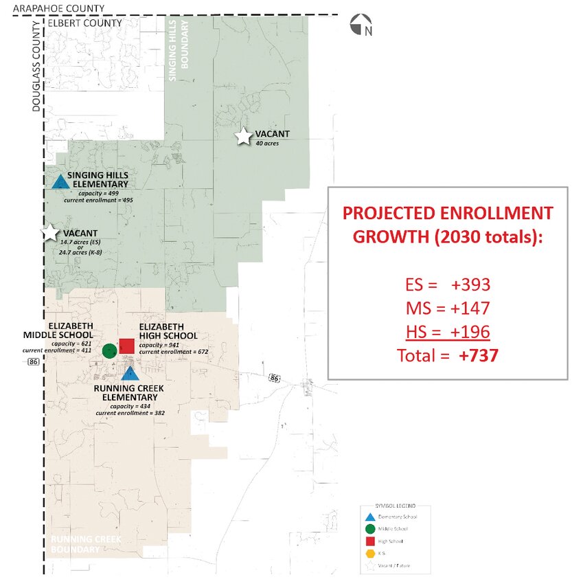 Projected Elizabeth School District enrollment growth map.