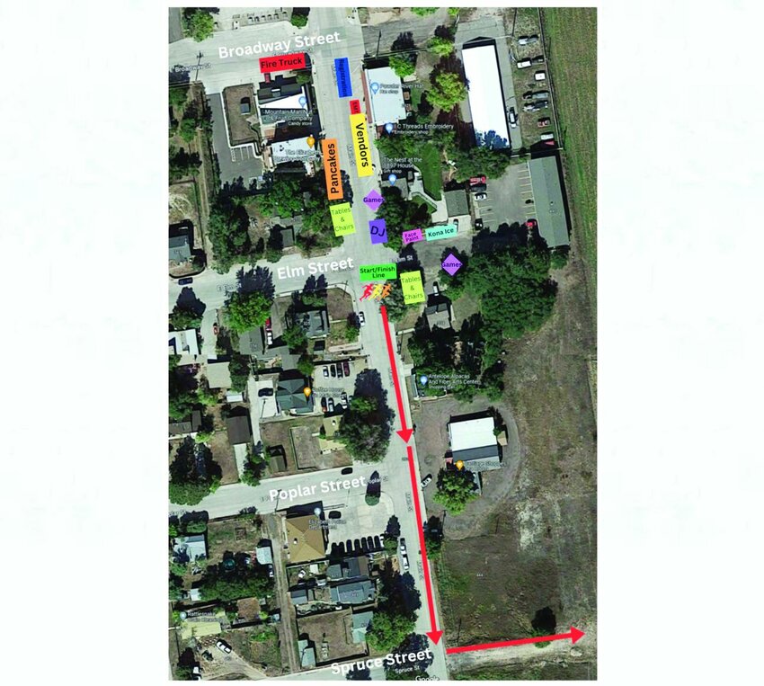 A map of amenities at the Sept. 23 Historic Elizabeth Main Street 5K & Family Color Run.