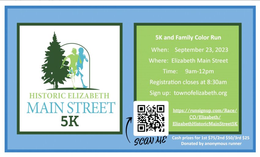 The flyer for the Historic Elizabeth Main Street 5K & Family Color Run, which will begin and end on Elizabeth's Main Street starting at 9 a.m. on Sept. 23.