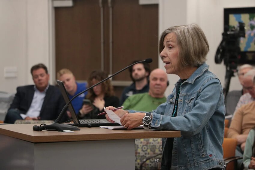 Pat Cronenberger, a member of the South Metro Housing Options board, asks the city council to redevelop Geneva VIllage to fill a need for more affordable housing in Littleton.
